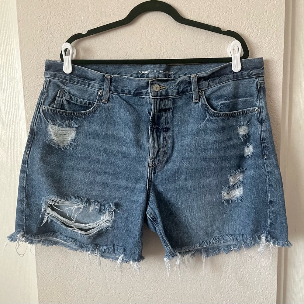 Old Navy High Rise Slouchy Straight Darla Jean Shorts Size 16 Distressed Jeans